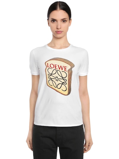 Loewe Slim Fit Toast Flocked Jersey T-shirt In White