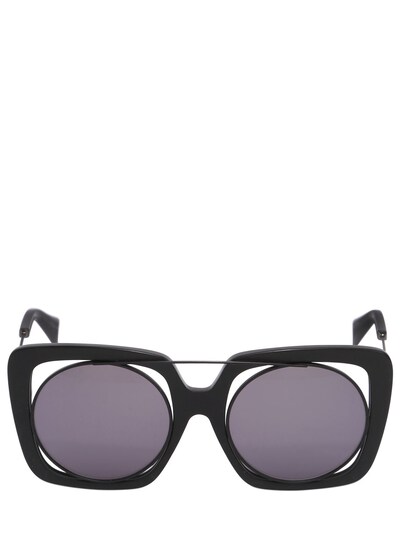 Yohji Yamamoto Large Squared Frame In Frame Sunglasses In Black