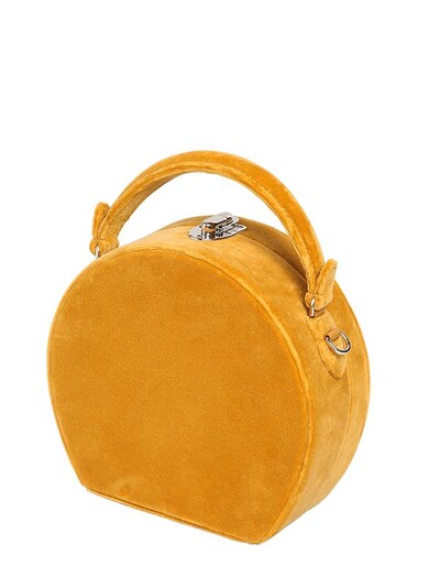 Bertoni 1949 Bertoncina Velvet Top Handle Bag In Yellow