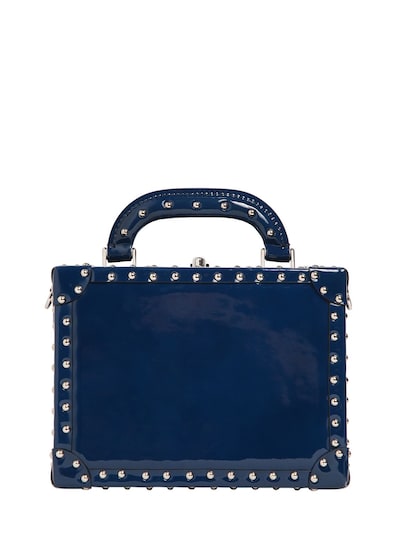 Bertoni 1949 Mini Squared Bertoncina Patent Bag In Blue