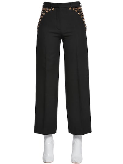 Y/project Cool Wool Pants W/ Lace-up Chains In Black