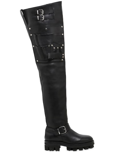 ALYX 40MM UTILITY OVER THE KNEE LEATHER BOOTS, BLACK,66IVYQ001-MDAX0