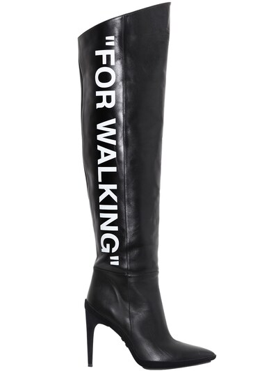 OFF-WHITE 100MM FOR WALKING LEATHER BOOTS, BLACK,66IVZ3004-MTAwMQ2