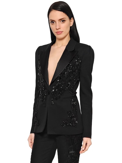 Zuhair Murad Sequined Tuxedo Jacket In Black | ModeSens