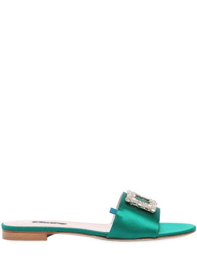 Sjp By Sarah Jessica Parker 10毫米"grace"装饰绸缎凉鞋 In Emerald