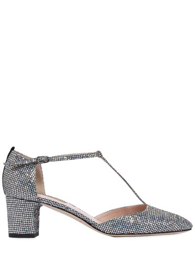 Sjp By Sarah Jessica Parker 50mm Pet Glitter Fabric Pumps In Silver