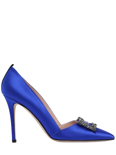 SJP BY SARAH JESSICA PARKER 100MM WINDSOR EMBELLISHED SATIN PUMPS, BLUE/BLACK