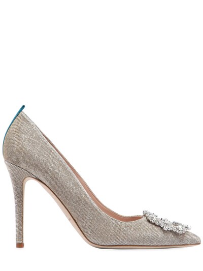 Sjp By Sarah Jessica Parker 100mm Amira Embellished Lame Fabric Pump In Silver/blue