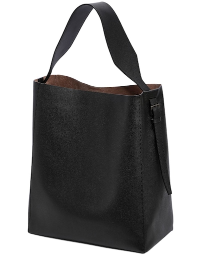 Valextra Medium Leather Hobo Bag, Black