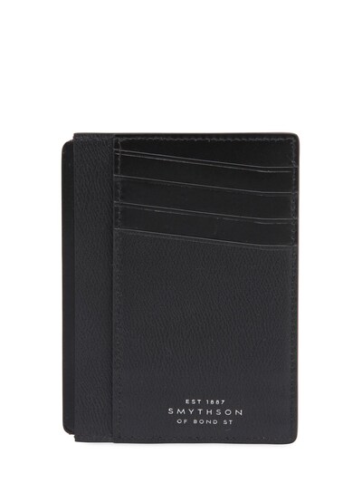 Smythson Grosvenor Leather Bill & Card Holder In Black