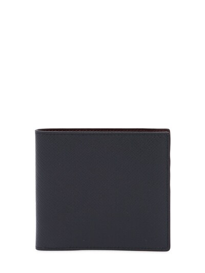 Smythson Panama Leather Classic Wallet In Blue