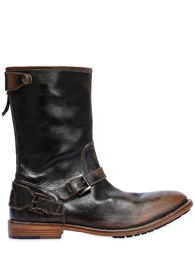 Rust Mood Vegetable Tanned Leather Boots In Washed Black