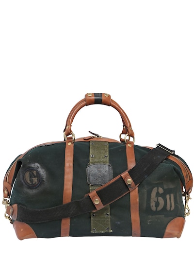 Ghurka Surplus Cavalier Ii Leather Duffle Bag W/ Patch In Army Green
