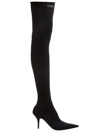 Gucci 80mm Knife Jersey Over The Knee Boots In Black