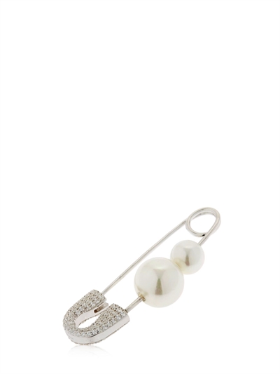 APM MONACO XL SILVER SAFETY PIN MONO EARRING