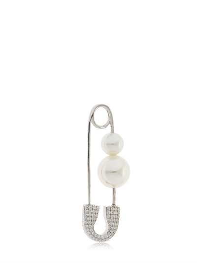 APM MONACO XL SILVER SAFETY PIN MONO EARRING