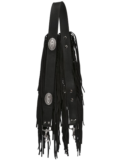 Kate Cate She Rocks Fringed Leather Strap In Black