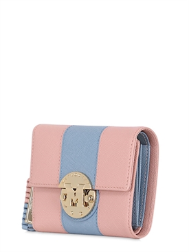 metrocity - 女士 - 钱包 - 小号条纹十字纹皮革钱包