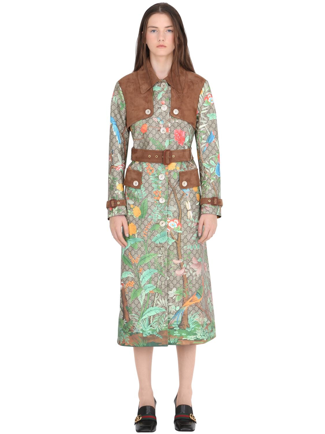 GG PRINTED & COATED CANVAS TRENCH COAT