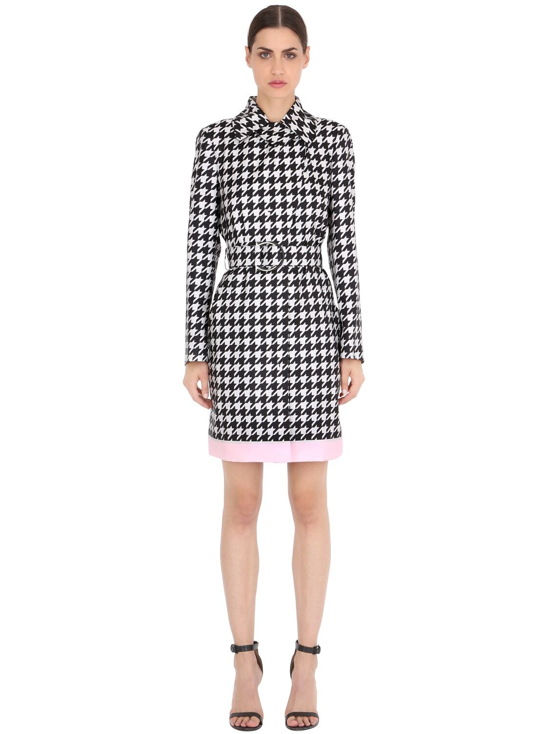SILK HOUNDSTOOTH TRENCH COAT