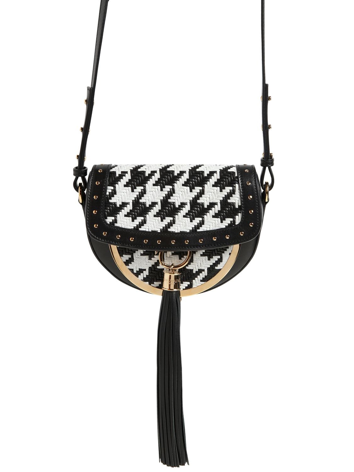 DOMAIN 18 HOUNDSTOOTH LEATHER BAG
