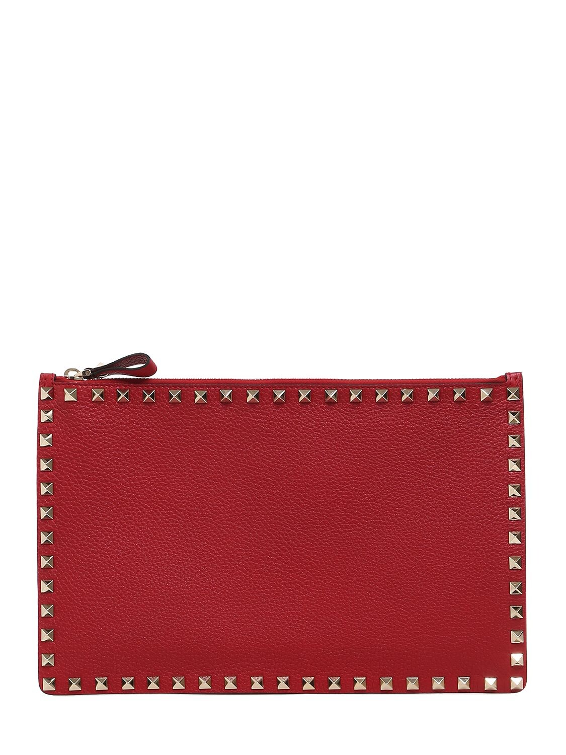 MEDIUM ROCKSTUD GRAINED LEATHER POUCH