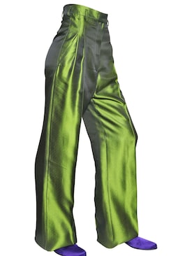 HAIDER ACKERMANN   PANTALONI IN SETA SHANTUNG A VITA ALTA