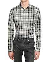 DIOR HOMME   CAMICIA A QUADRI IN POPELINE