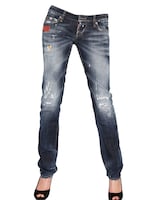 DSQUARED   SLIM WASHED DESTROYED DENIM JEANS