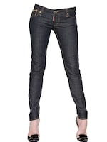 DSQUARED   SUPER SLIM UNWASHED COTTON DENIM JEANS