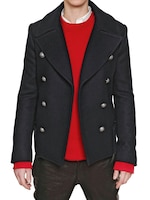 BALMAIN   WOLL FILZ PEA COAT