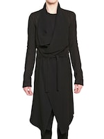 GARETH PUGH   JERSEY & WOOL CREPE PANELED DENIM COAT