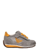 ARMANI JUNIOR - КРОССОВКИ ИЗ ЗАМШИ И КОЖИ С ВИНТАЖНЫМ ЭФФЕКТОМ - GREY/YELLOW